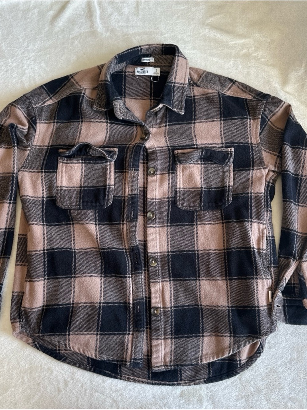 Men's Black & Pink Plaid Button-Up Shirt Jacket